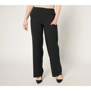 by Stacy London Pant Size 8 Petite Straight Leg Full Length Pull On Black Career